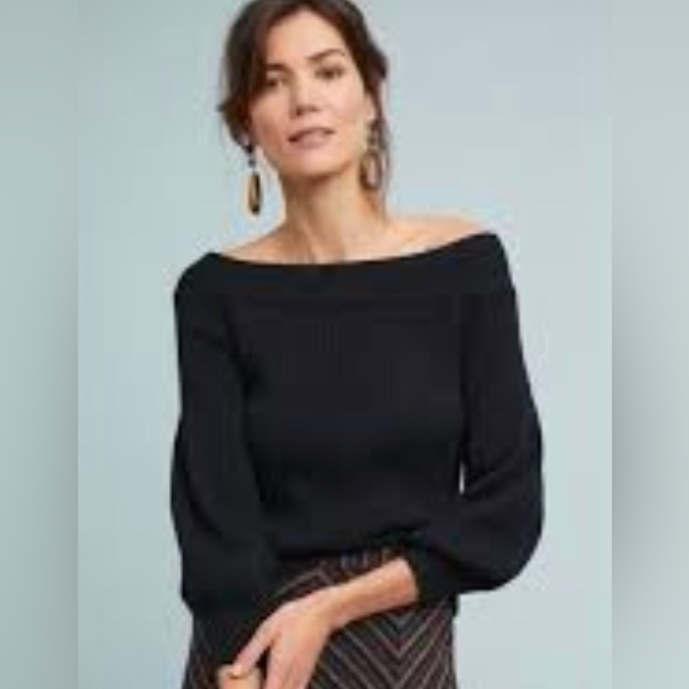 Moth by Anthropologie black off-shoulder sweater, size MP